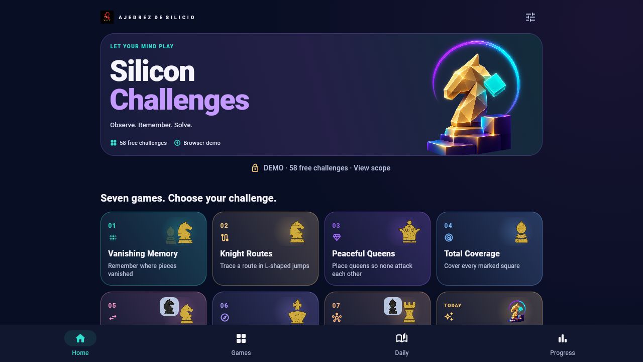 Silicon Challenges interface in English