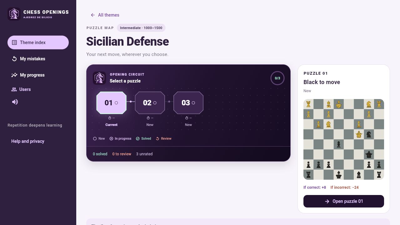 Chess Openings interface in English
