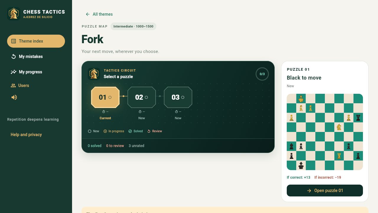 Chess Tactics interface in English